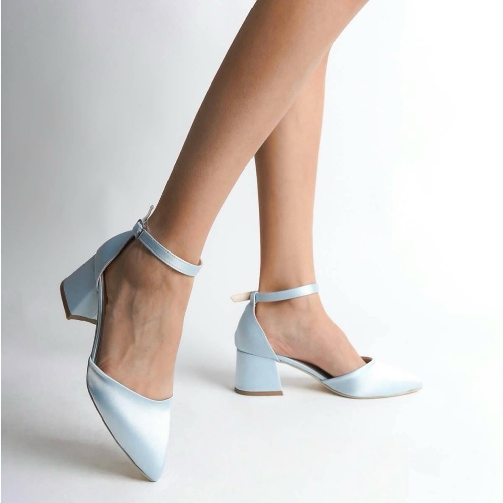 NWT — Eleanor Louise Blue Satin Wedding Heels